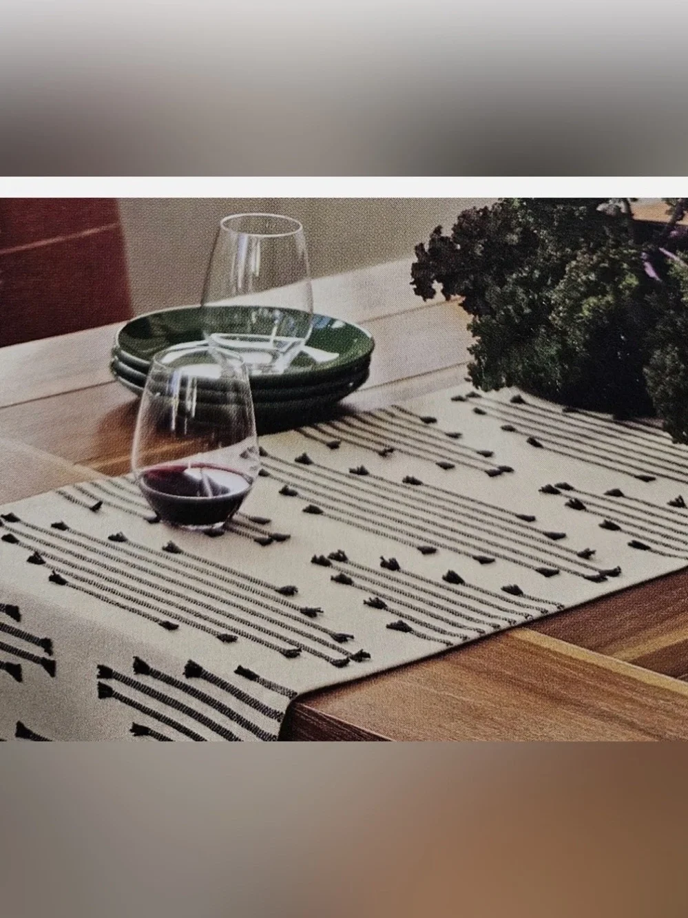 Threshold Diamond Handwoven Black & Cream Striped Table Runner - Cotton